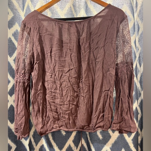 American Eagle Purple Blouse Lace Arm Detailing Size M - Picture 6 of 6